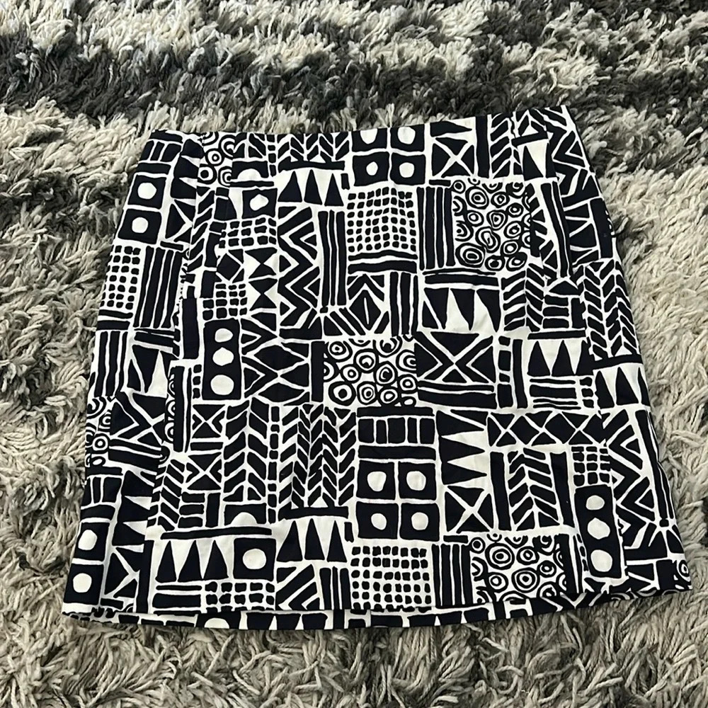 Black and White Patterned J. Crew Skirt